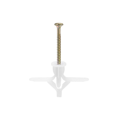 Harfington 13x50mm Plastic Expansion Tube for Hollow Drywall with Screws White 25pcs