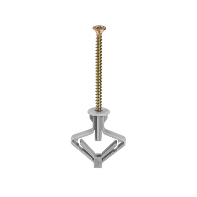 Harfington 13x50mm Plastic Expansion Tube for Hollow Drywall with Screws Gray 60pcs