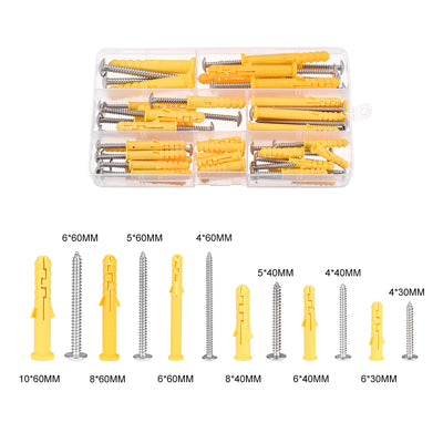Harfington Plastic Expansion Tube Screw Assortment Kit for Drywall Yellow 1 Set