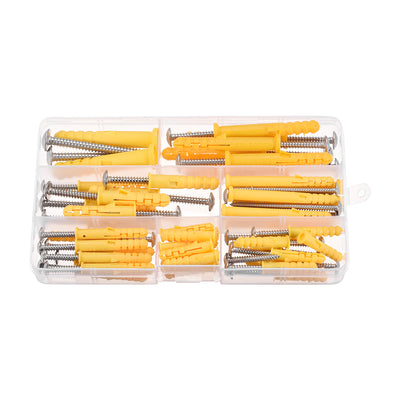 Harfington Plastic Expansion Tube Screw Assortment Kit for Drywall Yellow 1 Set
