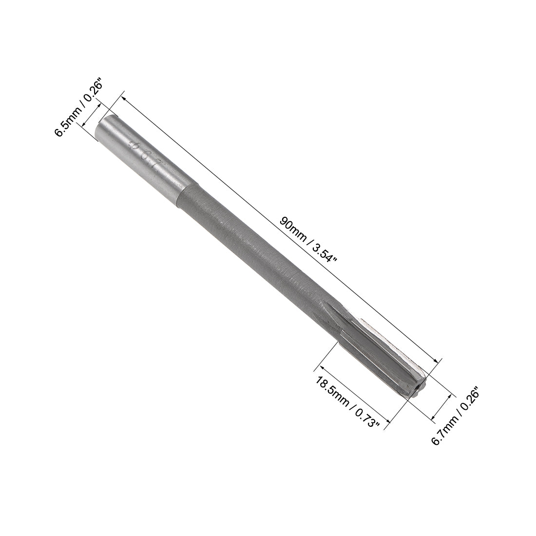 Harfington 6.7mm HSS M35 Round Shank 6 Straight Flutes Machine Cutter Chucking Reamer