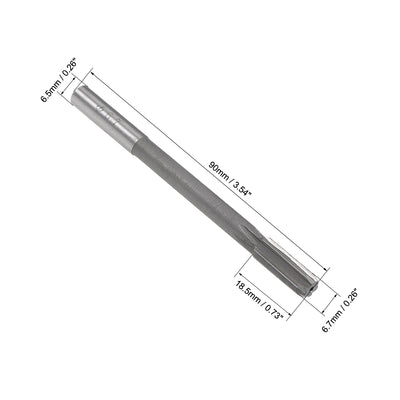 Harfington 6.7mm HSS M35 Round Shank 6 Straight Flutes Machine Cutter Chucking Reamer
