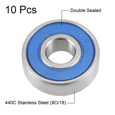 Harfington S608-2RS Deep Groove Ball Bearings 8x22x7mm Double Sealed 10pcs