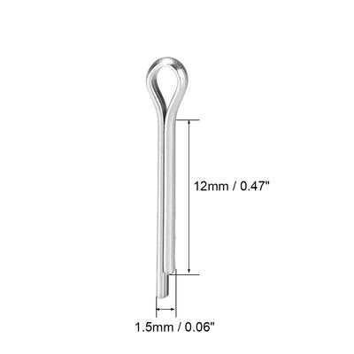 Harfington Split Cotter Pin -  304 Stainless Steel 2-Prongs Silver Tone 120Pcs