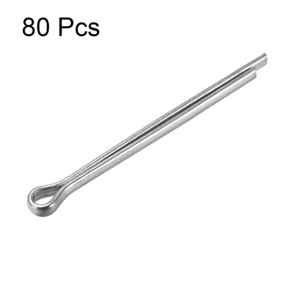 Harfington Split Cotter Pin -  304 Stainless Steel 2-Prongs Silver Tone 80Pcs