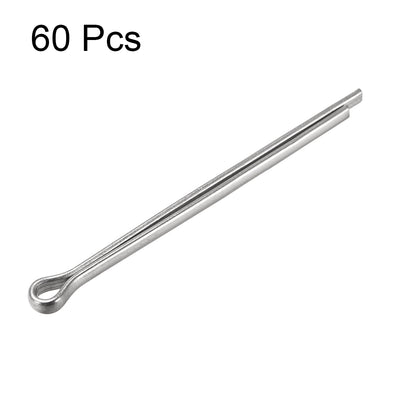 Harfington Split Cotter Pin -  304 Stainless Steel 2-Prongs Silver Tone 60Pcs