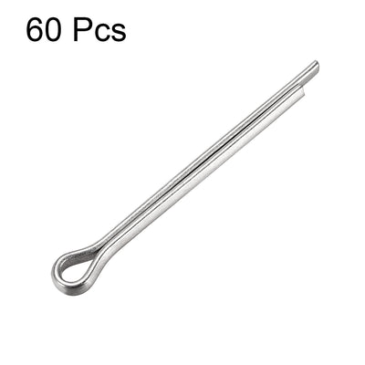 Harfington Split Cotter Pin -  304 Stainless Steel 2-Prongs Silver Tone 60Pcs