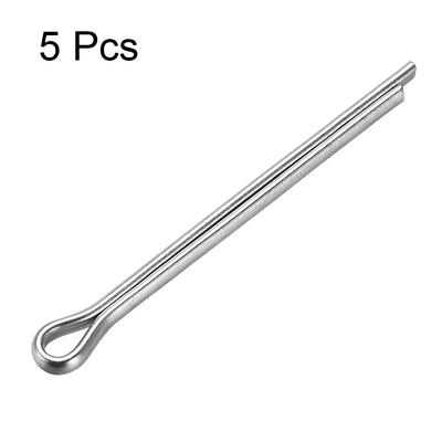 Harfington Split Cotter Pin - 304 Stainless Steel 2-Prongs Silver Tone 5Pcs