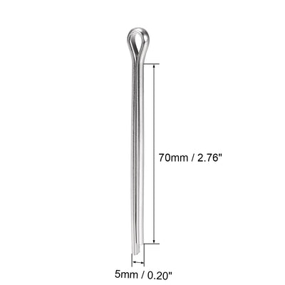 Harfington Split Cotter Pin -  304 Stainless Steel 2-Prongs Silver Tone 4Pcs