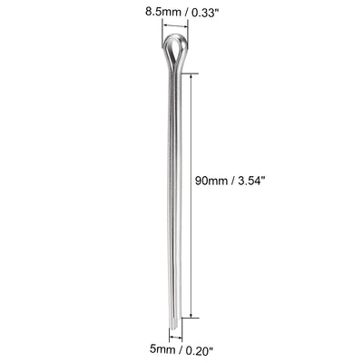 Harfington Split Cotter Pin -  304 Stainless Steel 2-Prongs Silver Tone 4Pcs