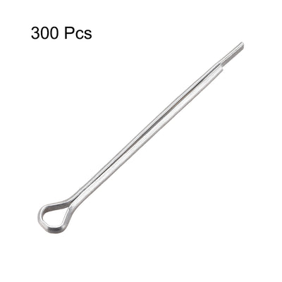 Harfington Split Cotter Pin  Carbon Steel 2-Prongs Silver 300Pcs