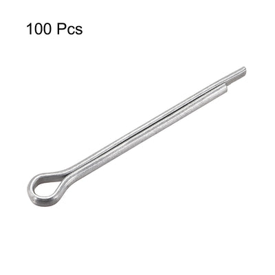 Harfington Split Cotter Pin  Carbon Steel 2-Prongs Silver 100Pcs