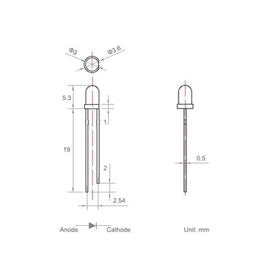 Harfington 150Set 3mm LED Diodes Kit DC2.0-2.2V Flashing Red 19mm Pin W Resistors