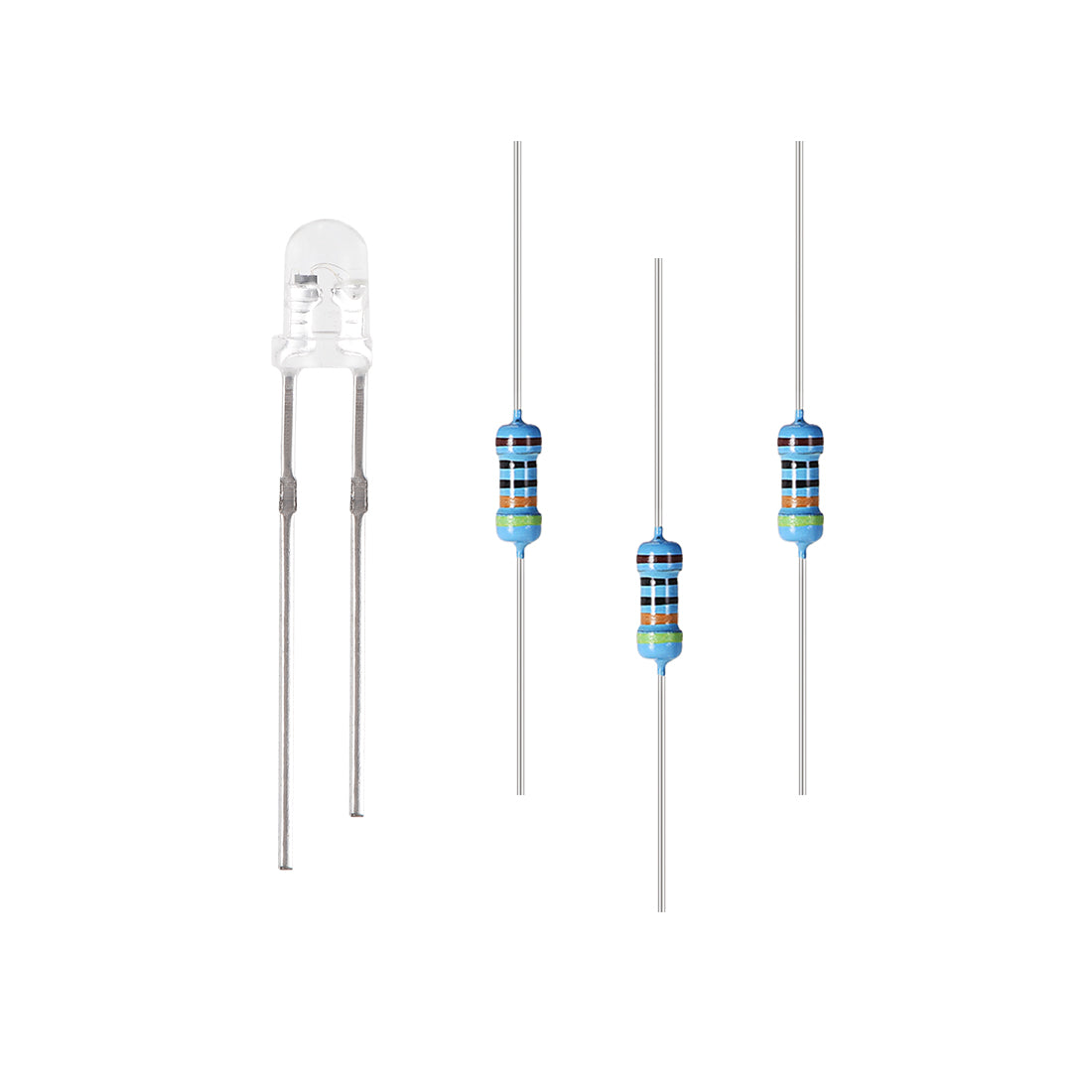 Harfington 150Set 3mm LED Diodes Kit DC2.0-2.2V Flashing Red 19mm Pin W Resistors