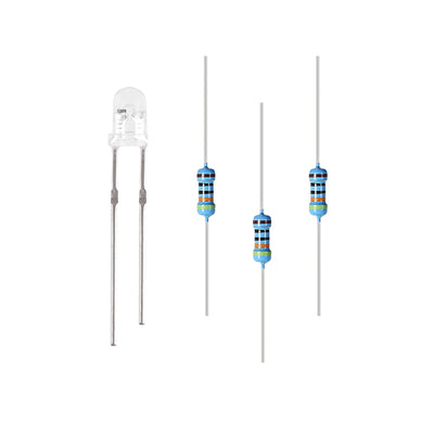 Harfington 150Set 3mm LED Diodes Kit DC2.0-2.2V Flashing Red 19mm Pin W Resistors