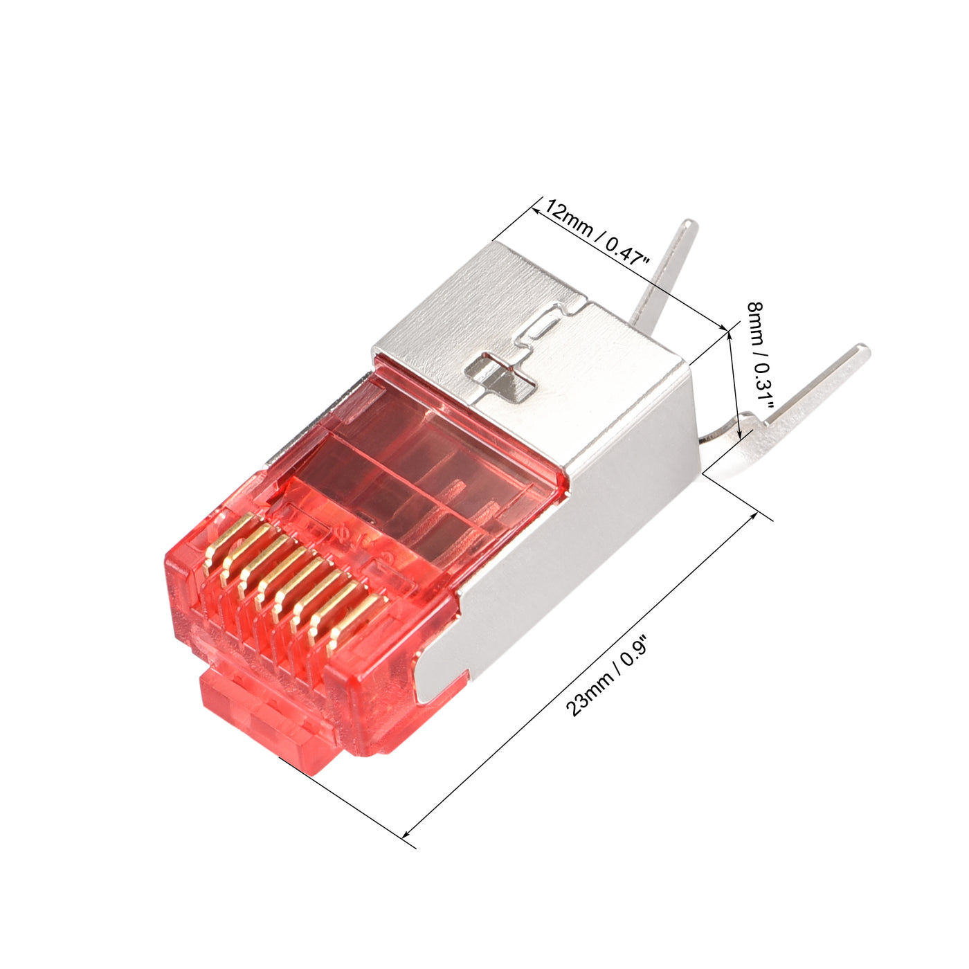 Harfington RJ45 Connectors Cat7 Ethernet Shielded Modular Plugs, RJ45 Shielded Plug Red 5pcs