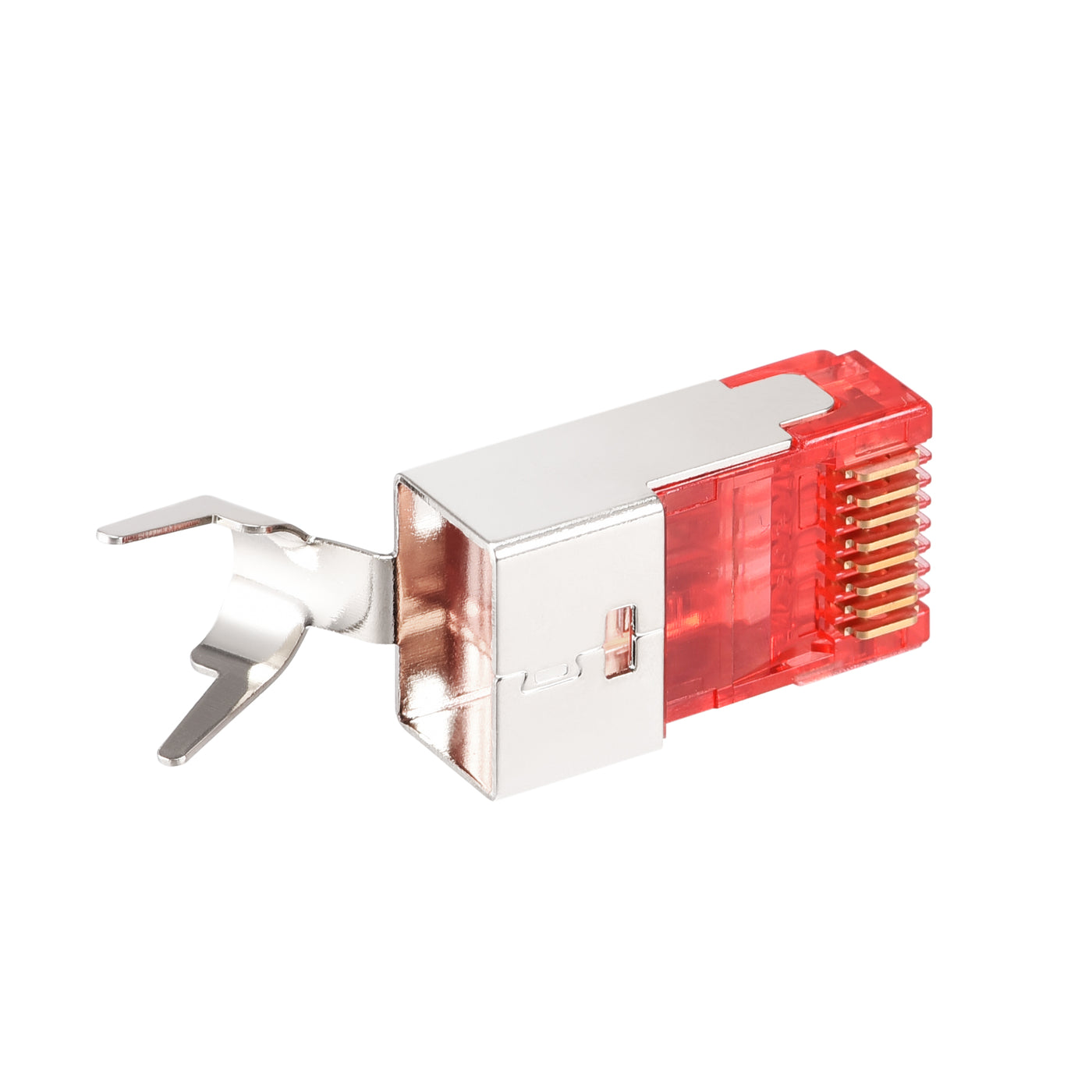 Harfington RJ45 Connectors Cat7 Ethernet Shielded Modular Plugs, RJ45 Shielded Plug Red 5pcs
