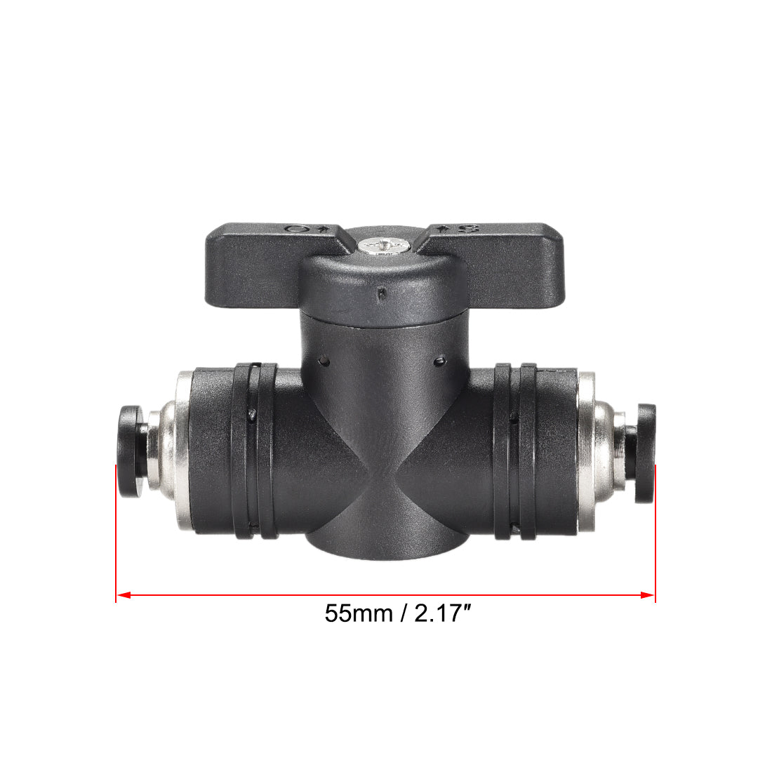 Harfington Pneumatic Ball Valve, Push To Connect, for Air Flow Control, Plastic Zinc Alloy Black