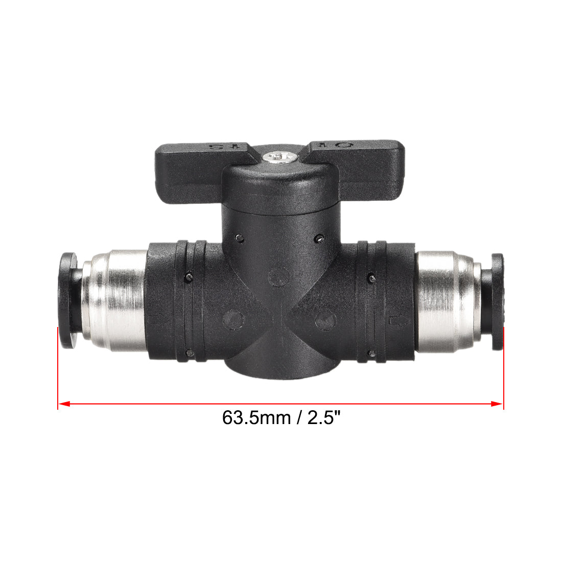 Harfington Pneumatic Ball Valve, Push To Connect, for Air Flow Control, Plastic Zinc Alloy Black