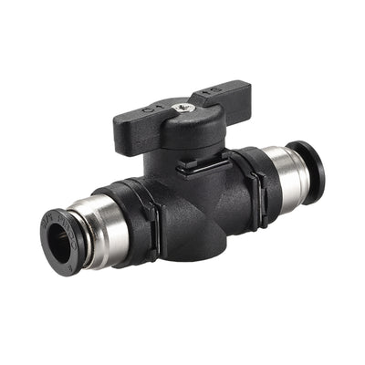 Harfington Pneumatic Ball Valve, Push To Connect, for Air Flow Control, Plastic Zinc Alloy Black