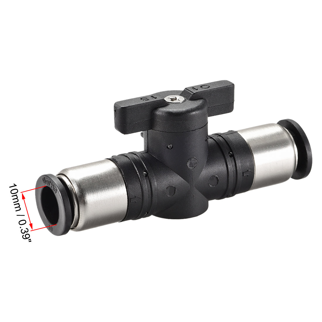 Harfington Pneumatic Ball Valve, Push To Connect, for Air Flow Control, Plastic Zinc Alloy Black