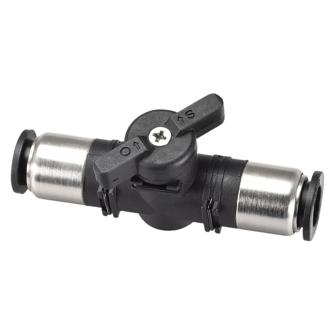 Harfington Pneumatic Ball Valve, Push To Connect, for Air Flow Control, Plastic Zinc Alloy Black