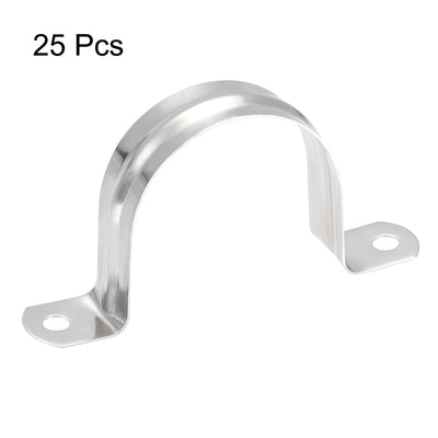 Harfington Rigid Pipe Strap, 2 Holes Tube Strap 201 Stainless Steel Tension Tube Clip Clamp 25pcs