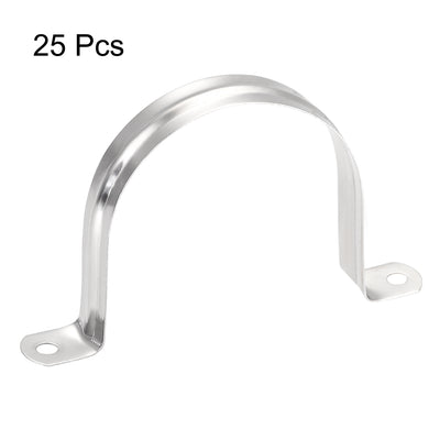 Harfington Rigid Pipe Strap, 2 Holes Tube Strap 201 Stainless Steel Tension Tube Clip Clamp 25pcs