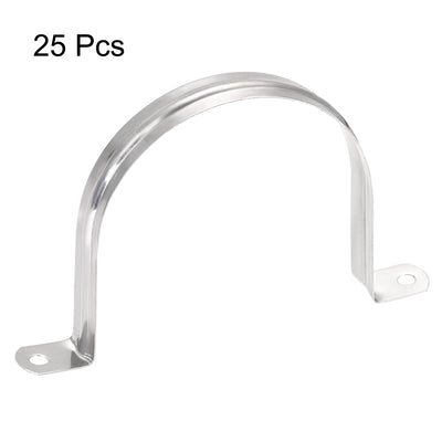 Harfington Rigid Pipe Strap, 2 Holes Tube Strap 201 Stainless Steel Tension Tube Clip Clamp 25pcs