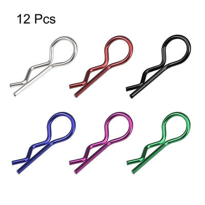 Harfington 12pcs R Clips 1/10 Bent Springy R Pins for RC Car Truck Crawler Buggy, Colorful