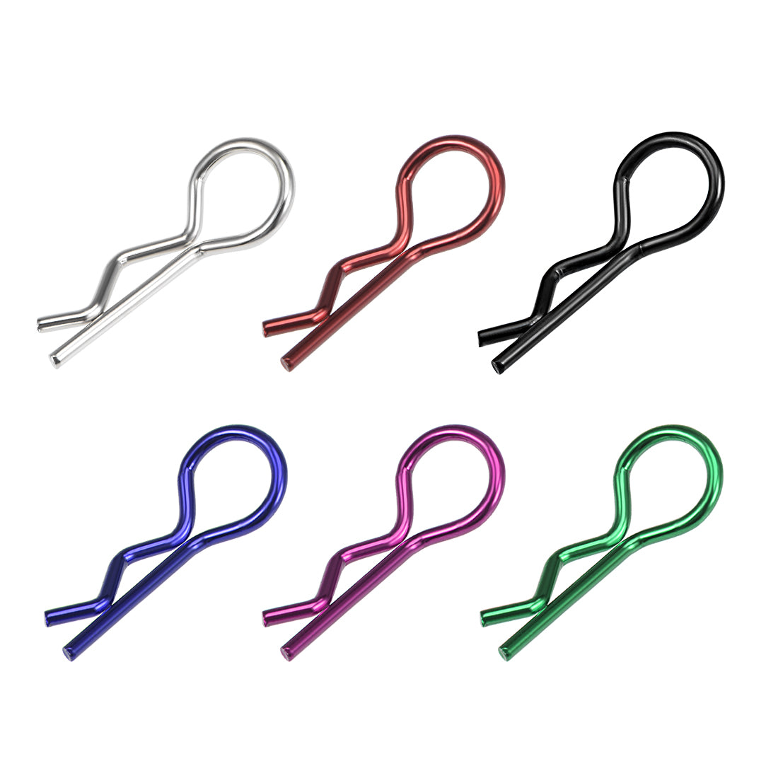 Harfington 12pcs R Clips 1/10 Bent Springy R Pins for RC Car Truck Crawler Buggy, Colorful
