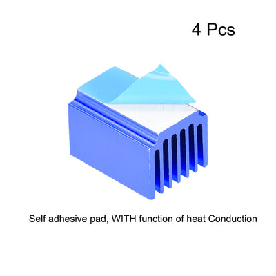 Harfington 13x20x14.5mm Blue Aluminum Heatsink Adhesive Thermal Pad 3D Printers 4Pcs