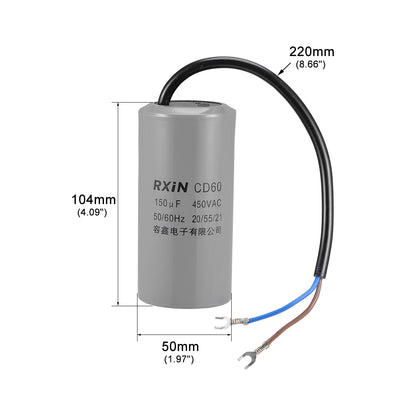 Harfington 150uf Motor Star Capacitor 150mfd AC 450V for Single-Phase 50/60Hz AC Motor 2Pcs