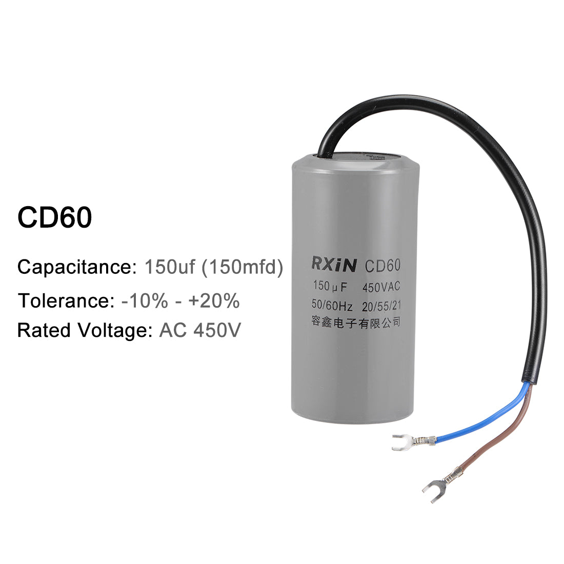 Harfington 150uf Motor Star Capacitor 150mfd AC 450V for Single-Phase 50/60Hz AC Motor 4Pcs