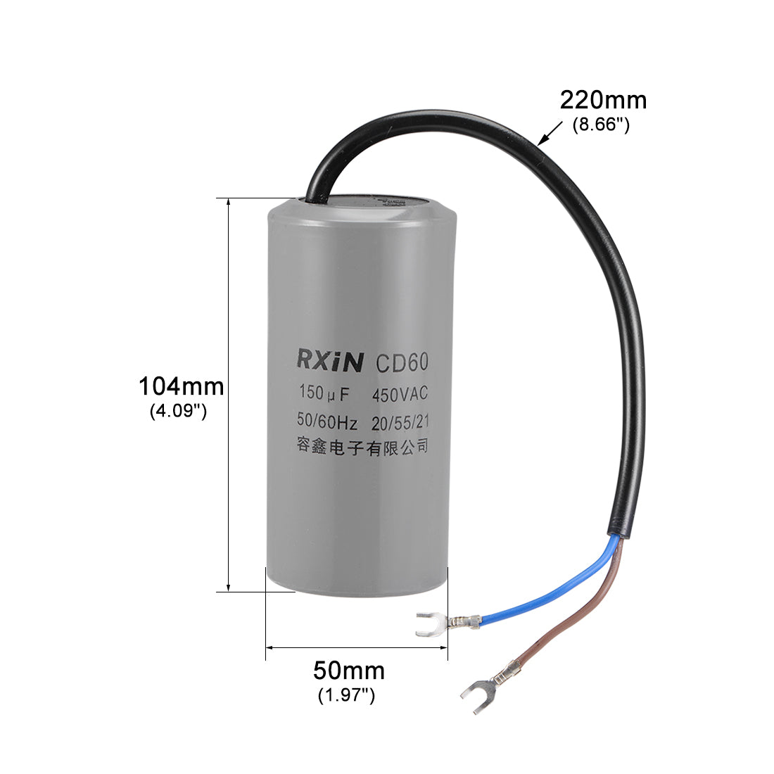 Harfington 150uf Motor Star Capacitor 150mfd AC 450V for Single-Phase 50/60Hz AC Motor 4Pcs