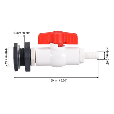 Harfington ABS Ball Valve Pagoda Connector Spigot Kit, with Bulkhead Fitting Adapter, for Water Tank