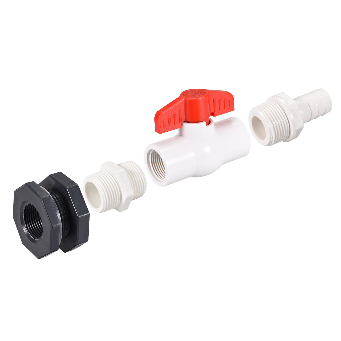 Harfington ABS Ball Valve Pagoda Connector Spigot Kit, with Bulkhead Fitting Adapter, for Water Tank