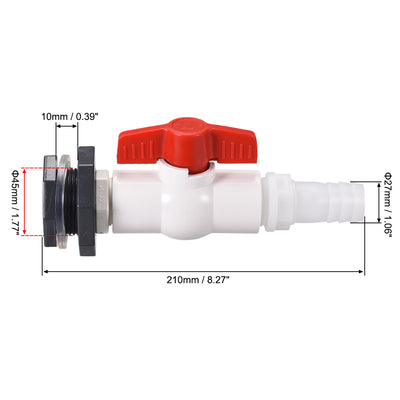 Harfington ABS Ball Valve Pagoda Connector Spigot Kit, with Bulkhead Fitting Adapter, for Water Tank