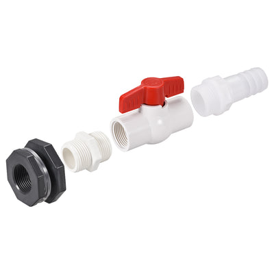 Harfington ABS Ball Valve Pagoda Connector Spigot Kit, with Bulkhead Fitting Adapter, for Water Tank