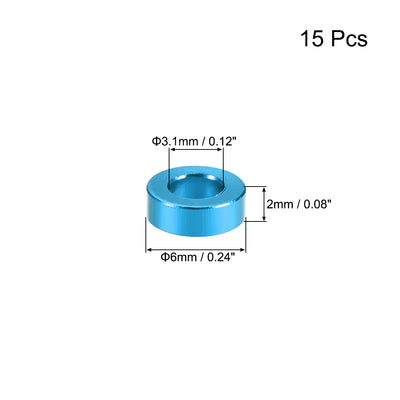 Harfington 15 Pcs Round Aluminum Standoff Column Spacer Aqua Blue for FPV Quadcopter RC Multirotors Parts DIY