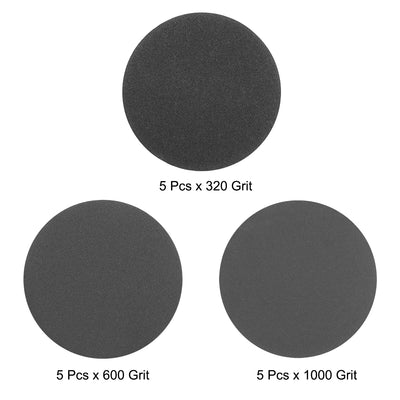 Harfington 2" Hook and Loop Sanding Disc 320/600/1000 Grit Silicon Carbide Wet/Dry 15Pcs