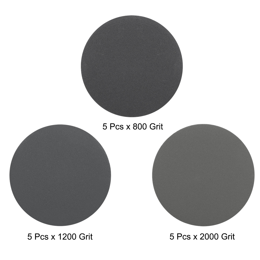 Harfington 2" Hook and Loop Sanding Disc 800/1200/2000 Grit Silicon Carbide Wet/Dry 15Pcs
