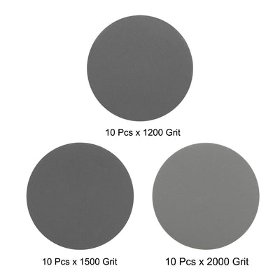 Harfington 3" Hook and Loop Sanding Disc 1200/1500/2000 Grit Silicon Carbide Wet/Dry 30Pcs