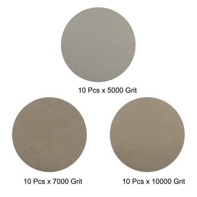 Harfington 3" Hook and Loop Sanding Disc 5000/7000/10000 Grit Silicon Carbide Wet/Dry 30Pcs