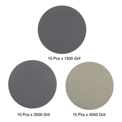 Harfington 3" Hook and Loop Sanding Disc 1500/2500/4000 Grit Silicon Carbide Wet/Dry 30Pcs