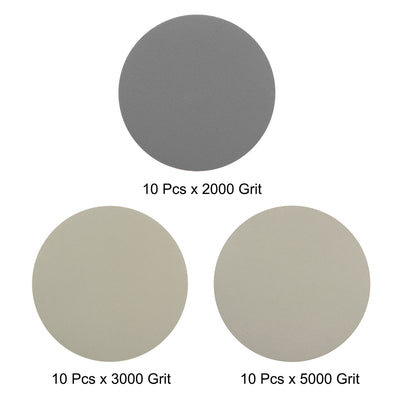 Harfington 3" Hook and Loop Sanding Disc 2000/3000/5000 Grit Silicon Carbide Wet/Dry 30Pcs