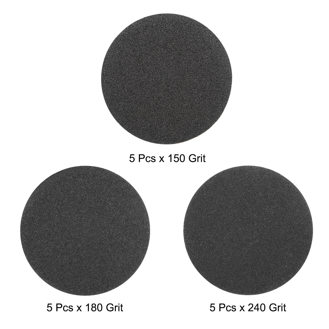 Harfington 3" Hook and Loop Sanding Disc 150/180/240 Grit Silicon Carbide Wet/Dry 15Pcs