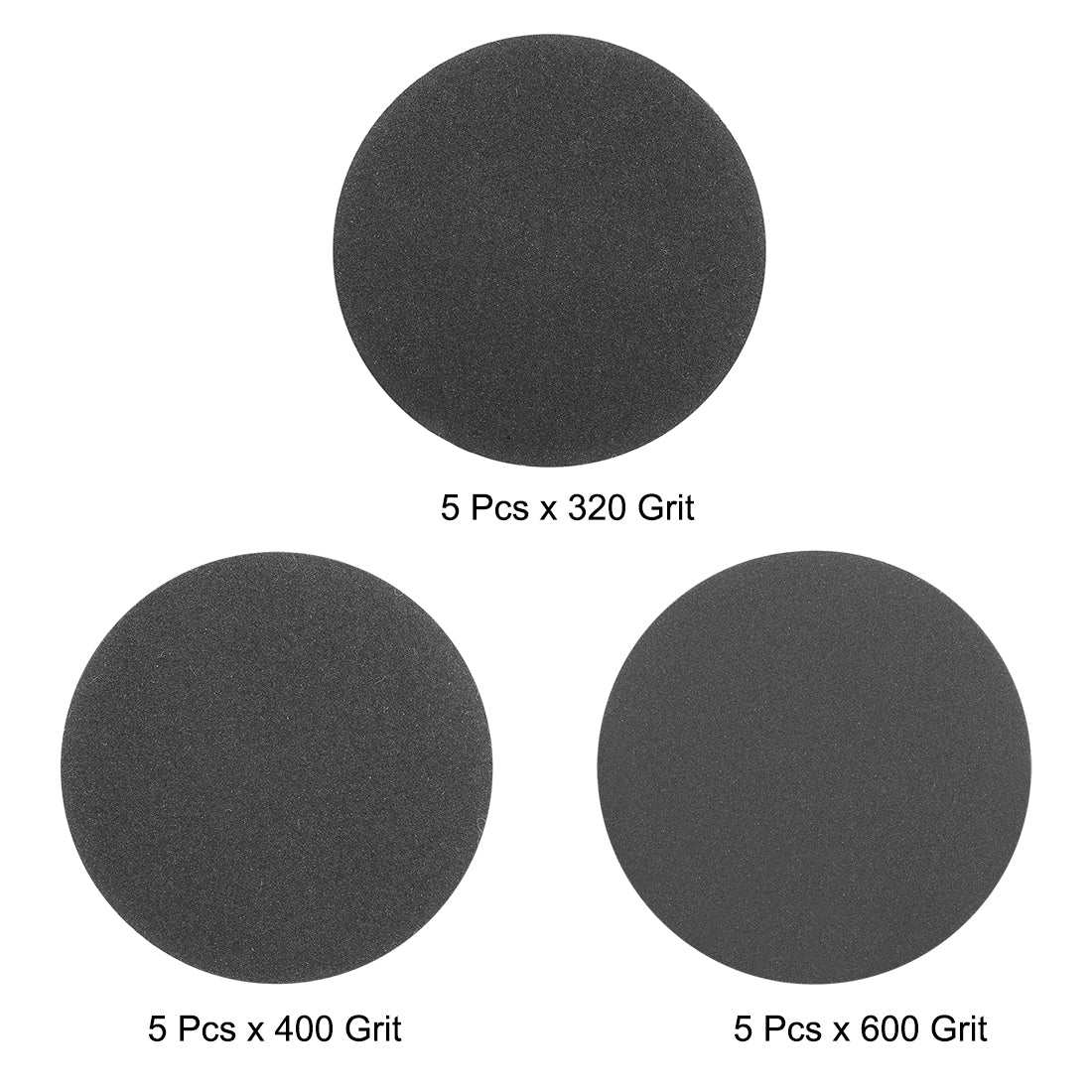 Harfington 3" Hook and Loop Sanding Disc 320/400/600 Grit Silicon Carbide Wet/Dry 15Pcs