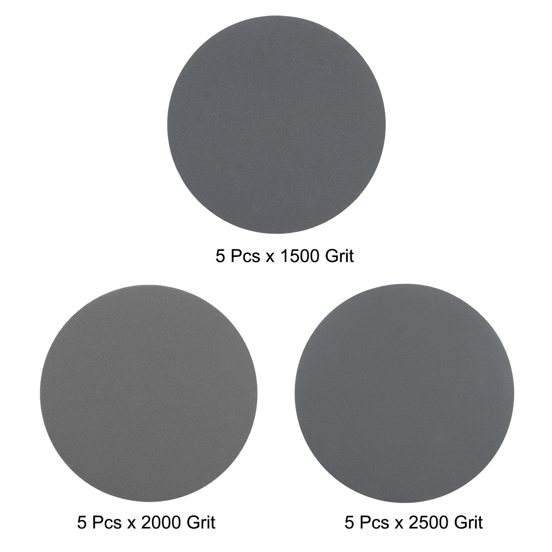 Harfington 3" Hook and Loop Sanding Disc 1500/2000/2500 Grit Silicon Carbide Wet/Dry 15Pcs