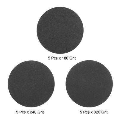 Harfington 3" Hook and Loop Sanding Disc 180/240/320 Grit Silicon Carbide Wet/Dry 15Pcs